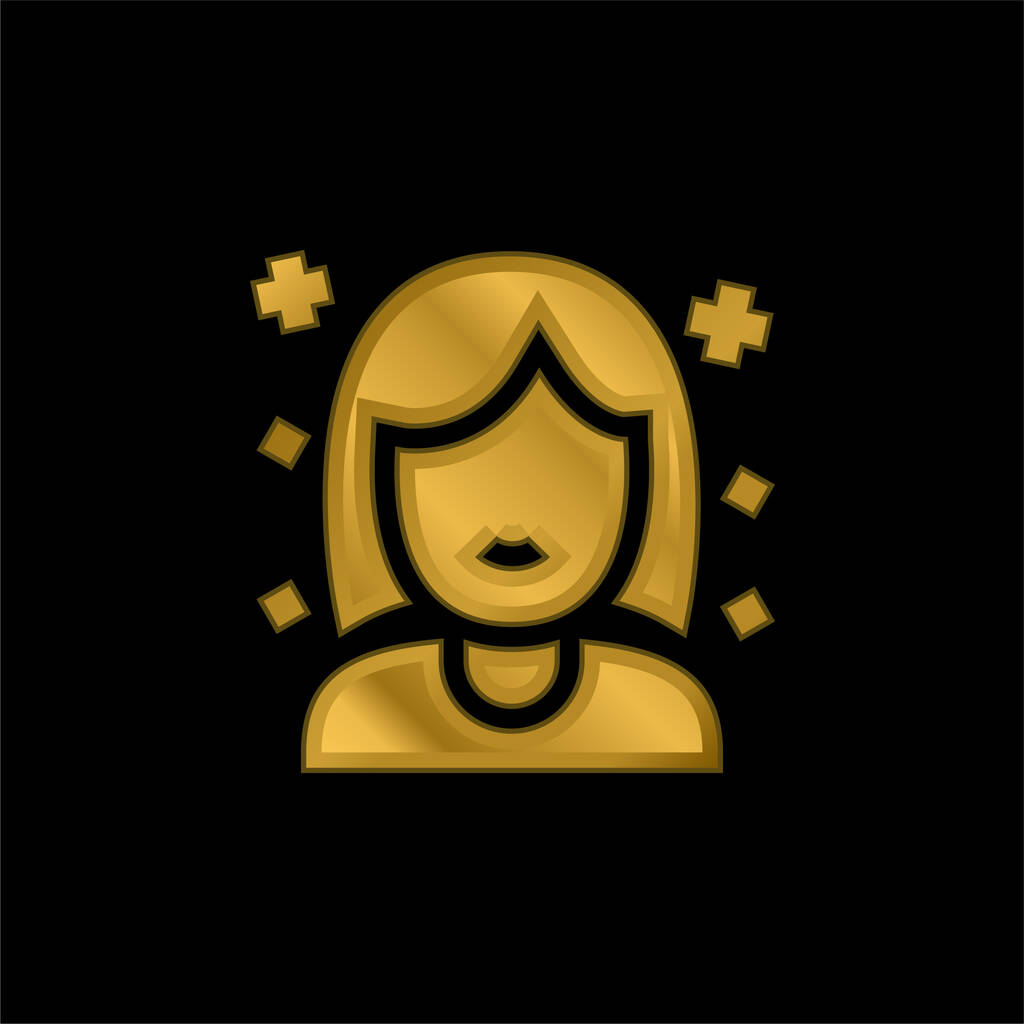 День народження Дівчина золотий покритий металевий значок або вектор логотипу
 - Вектор, зображення