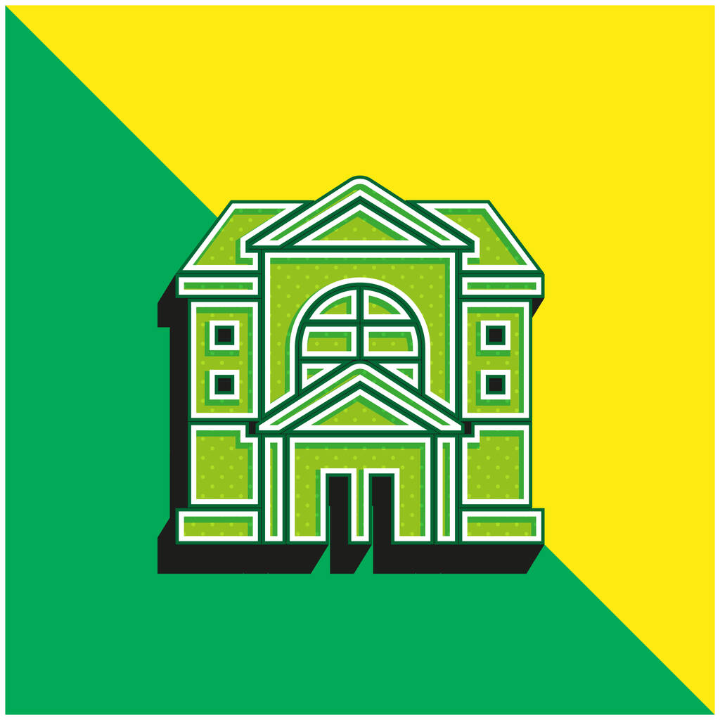 Διαμέρισμα Πράσινο και κίτρινο σύγχρονο 3d διάνυσμα εικονίδιο λογότυπο - Διάνυσμα, εικόνα
