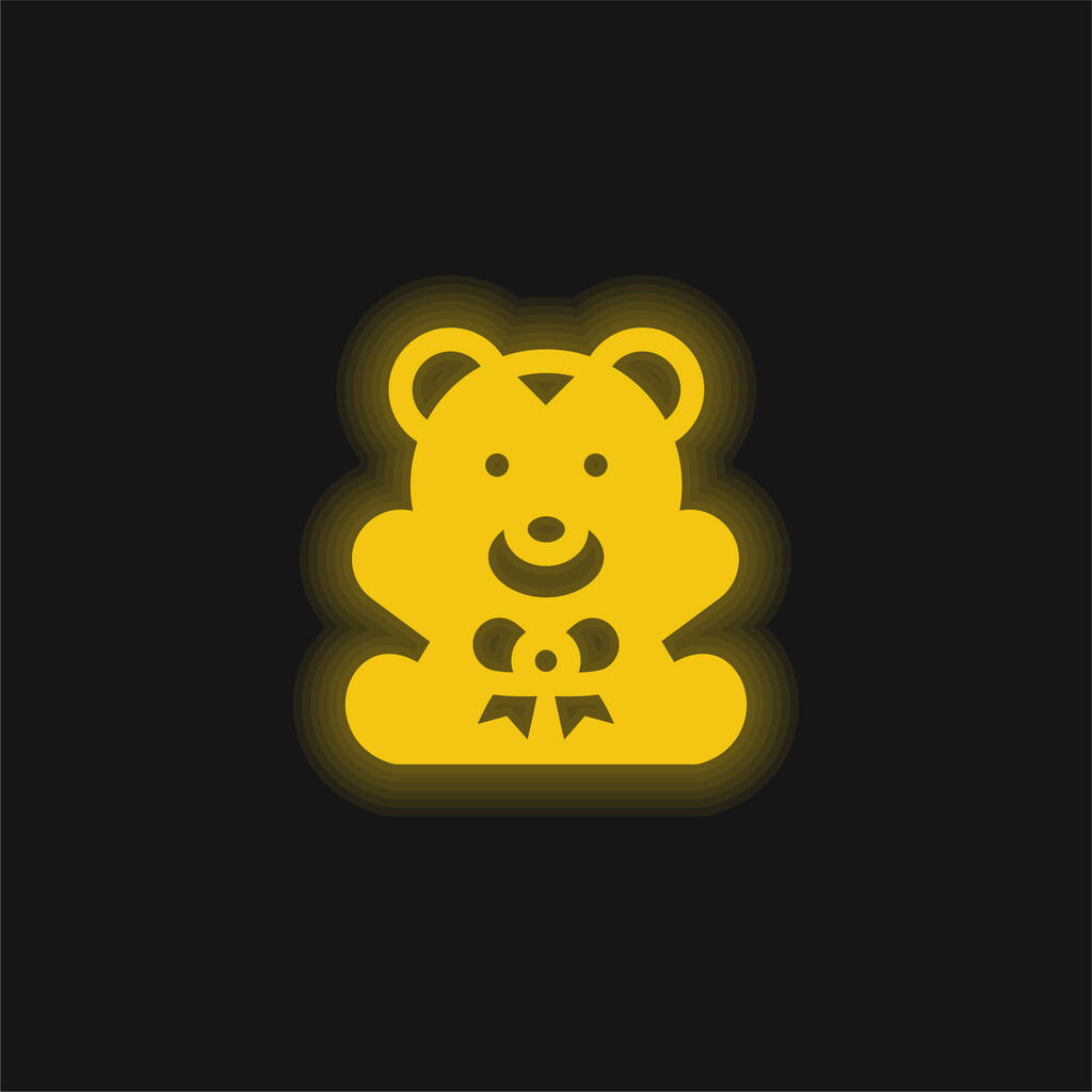 Bear κίτρινο λαμπερό νέον εικονίδιο - Διάνυσμα, εικόνα