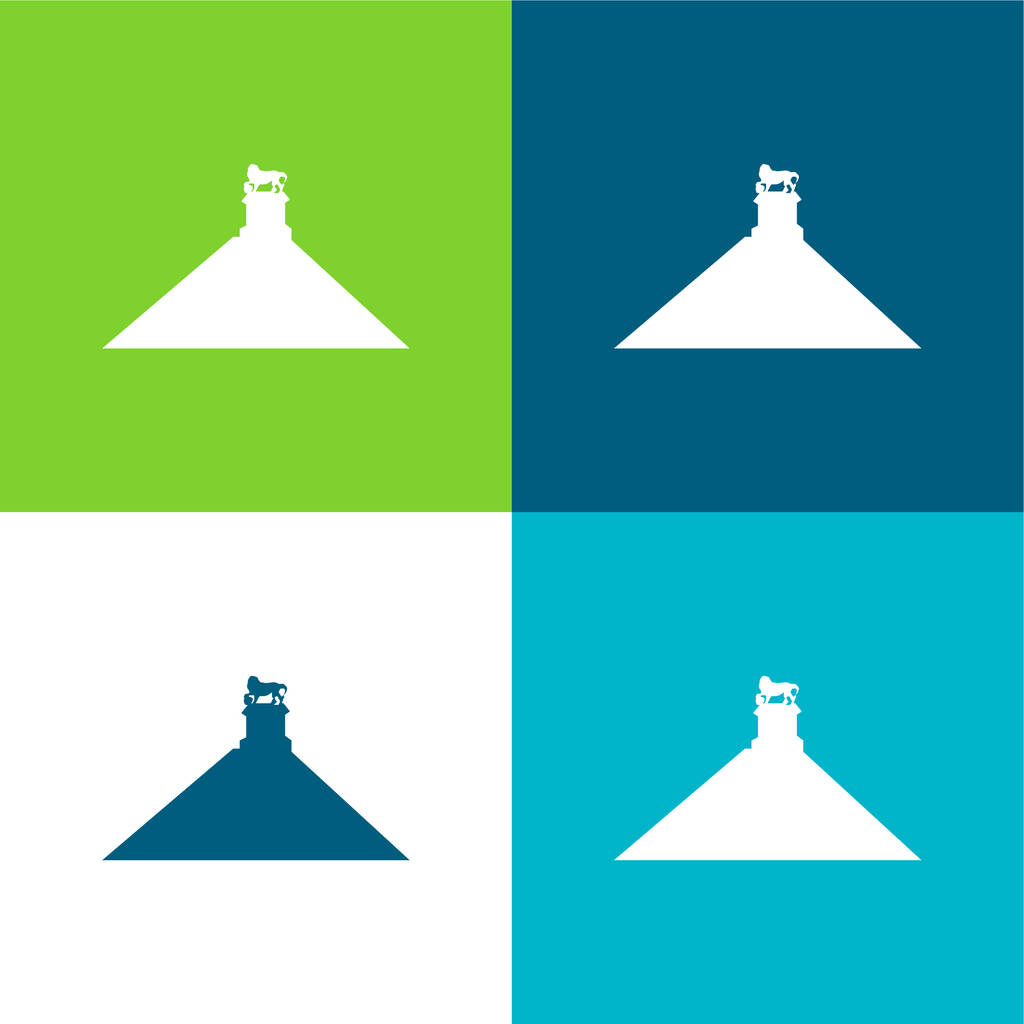 Belgium Lapos négy szín minimális ikon készlet - Vektor, kép