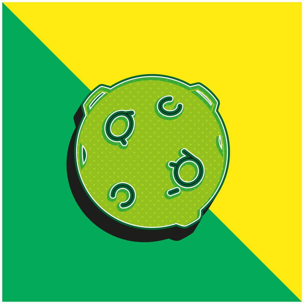 Черный шар с кругами Зеленый и желтый современный 3d векторный логотип - Вектор,изображение