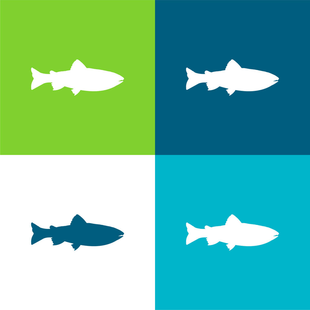 Amago Fish Shape Flat четырехцветный минимальный набор значков - Вектор,изображение