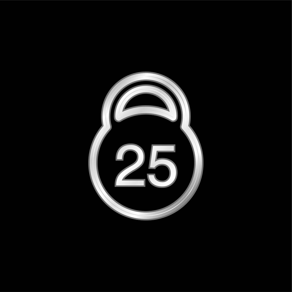 25 Kilos Poids icône métallique argentée - Vecteur, image