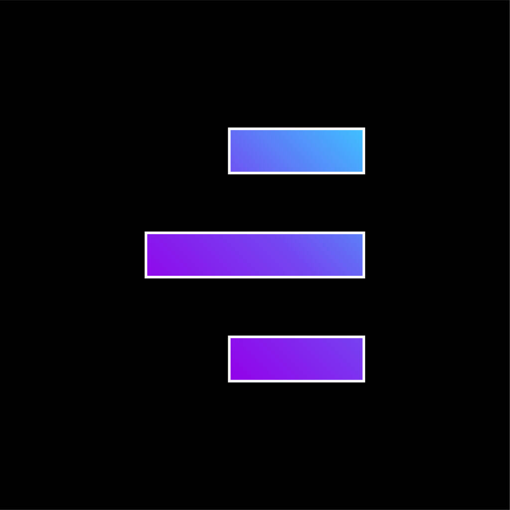 Alinhamento para o lado direito ícone do vetor gradiente azul - Vetor, Imagem