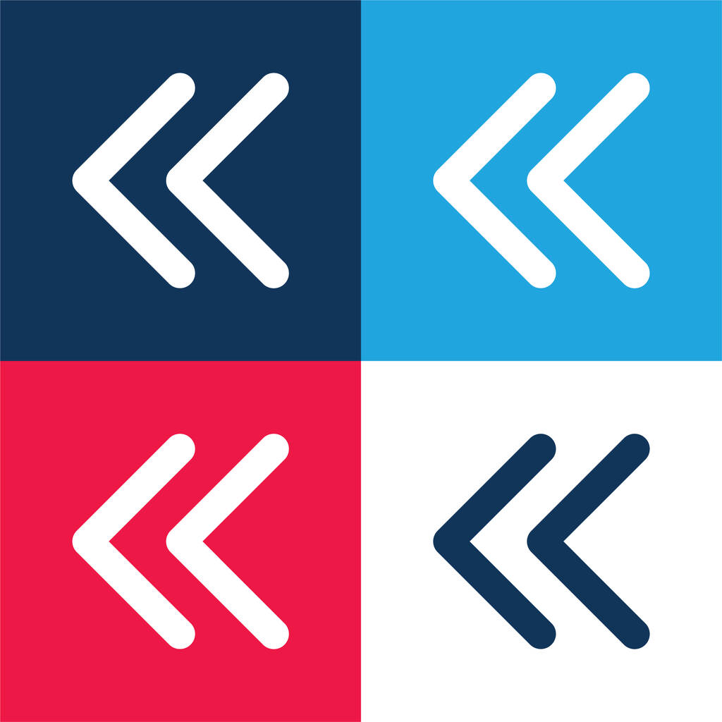 Šipky s tenkým obrysem vlevo modrá a červená čtyři barvy minimální ikona nastavena - Vektor, obrázek