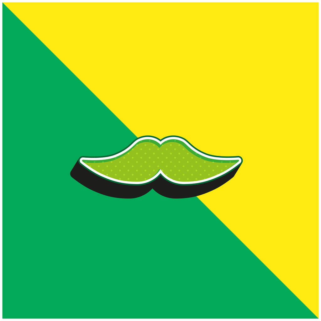 大きな口ひげグリーンと黄色の現代的な3Dベクトルアイコンのロゴ - ベクター画像