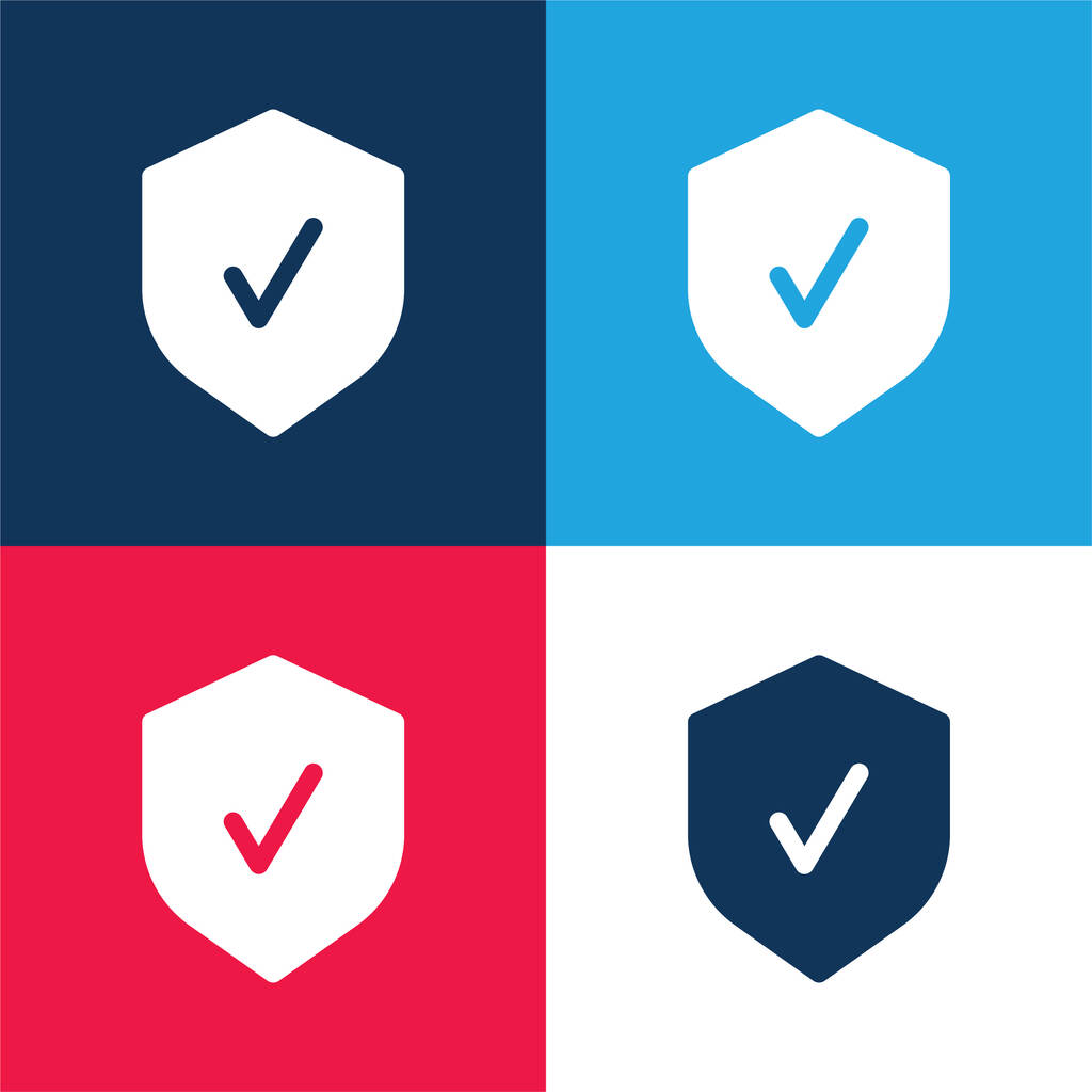 Emblema azul e vermelho conjunto de ícones mínimos de quatro cores - Vetor, Imagem