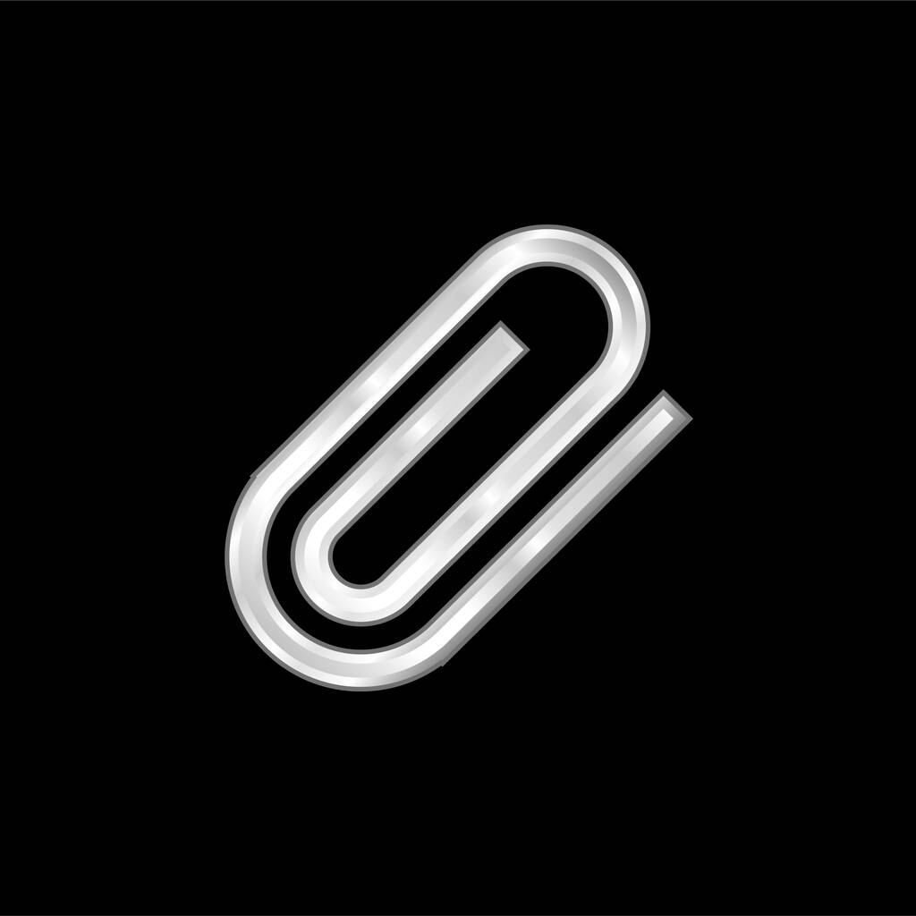 回転紙クリップ銀メッキ金属アイコンの接続インターフェイスシンボル - ベクター画像