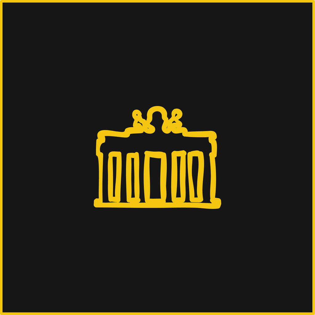 Банківське будівництво Рука Накреслена контурна жовта сяюча неонова іконка
 - Вектор, зображення