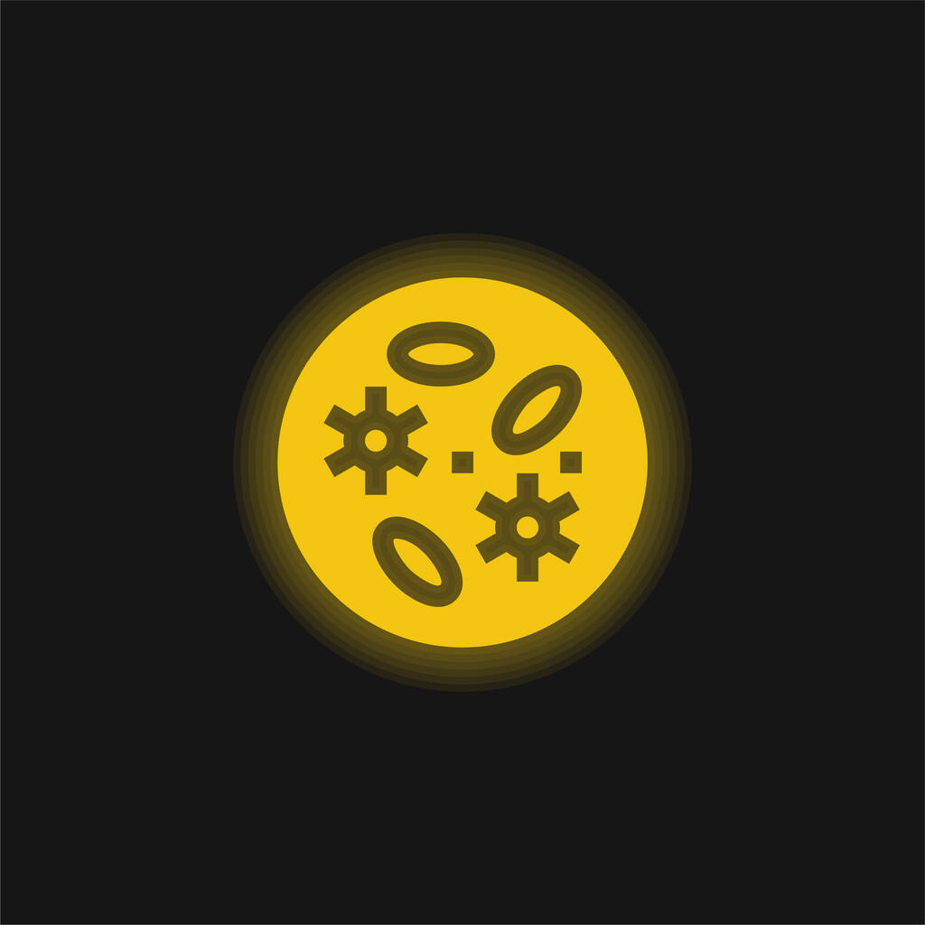 Bakterie żółta świecąca ikona neonu - Wektor, obraz