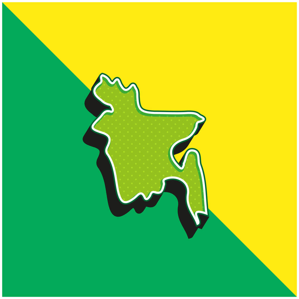 Bangladeş Yeşil ve Sarı 3D vektör simgesi - Vektör, Görsel