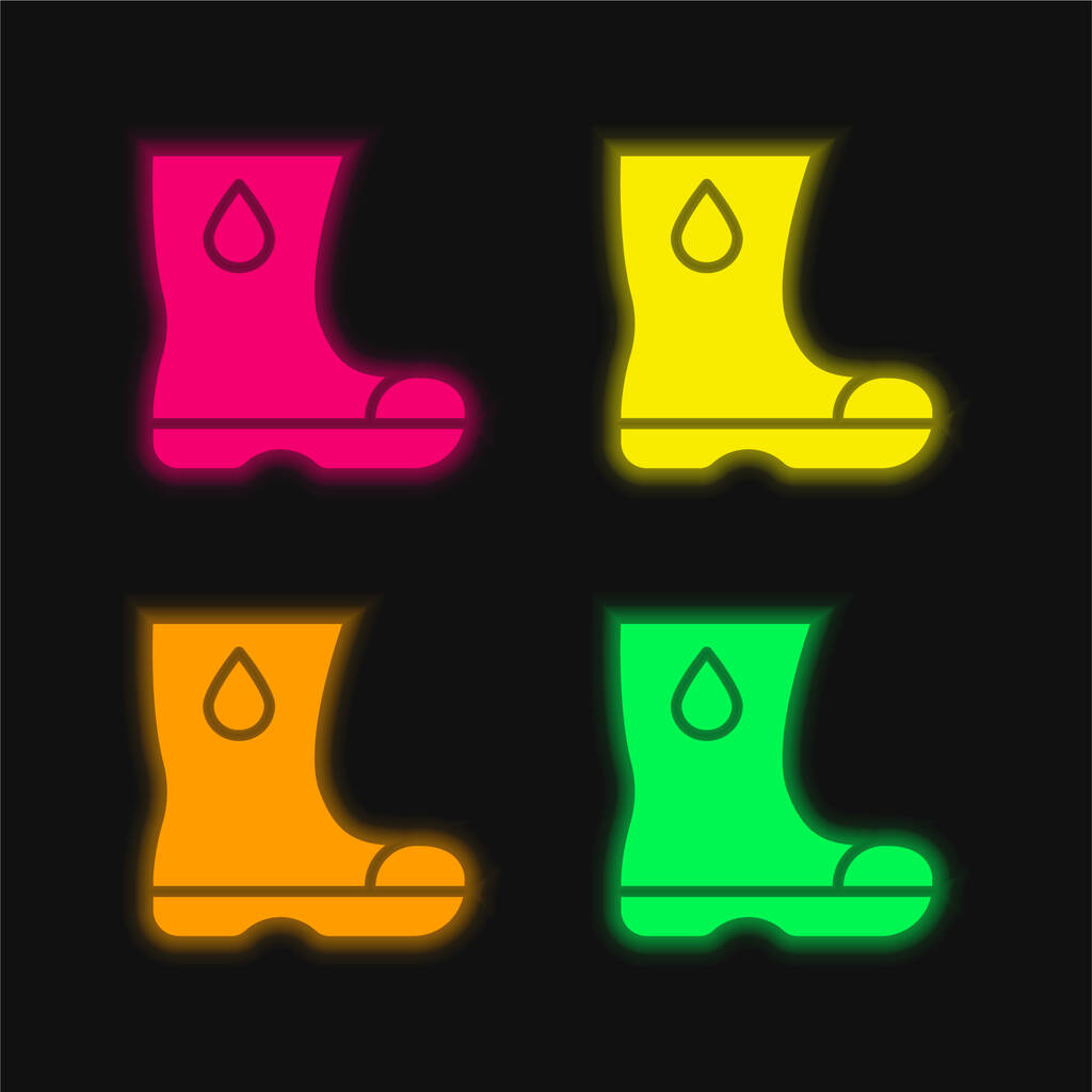 Stivali quattro colori luminosi icona vettoriale al neon - Vettoriali, immagini