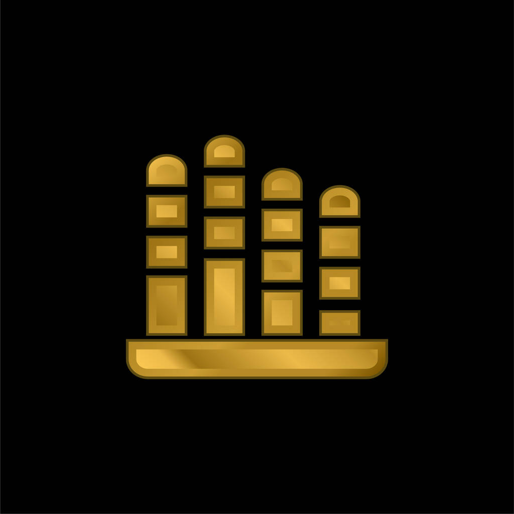 Bar gráfico Pérdida chapado en oro icono metálico o logo vector - Vector, Imagen