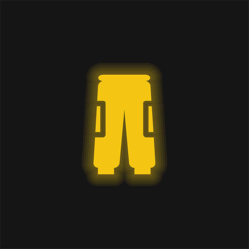 Calças de saco amarelo brilhante ícone de néon - Vetor, Imagem