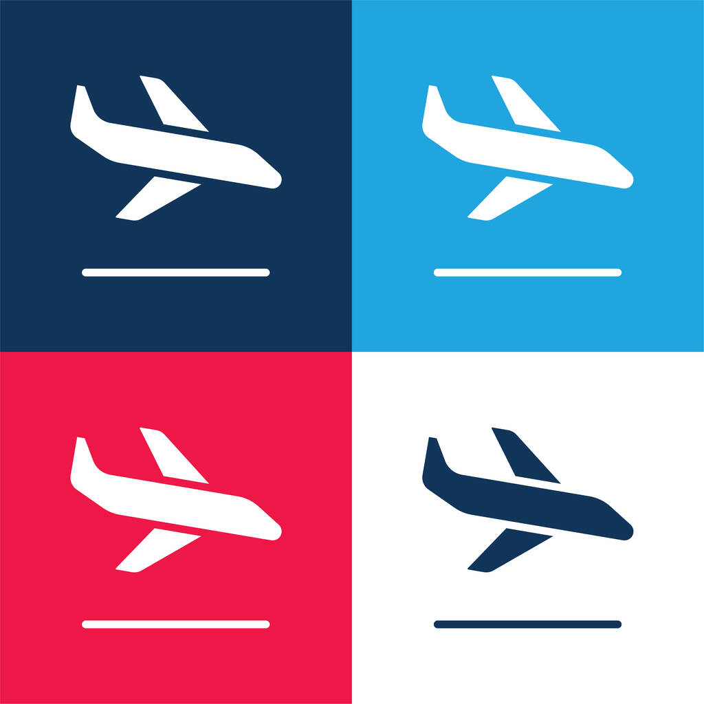 Arrivo blu e rosso quattro set icona minimale colore - Vettoriali, immagini