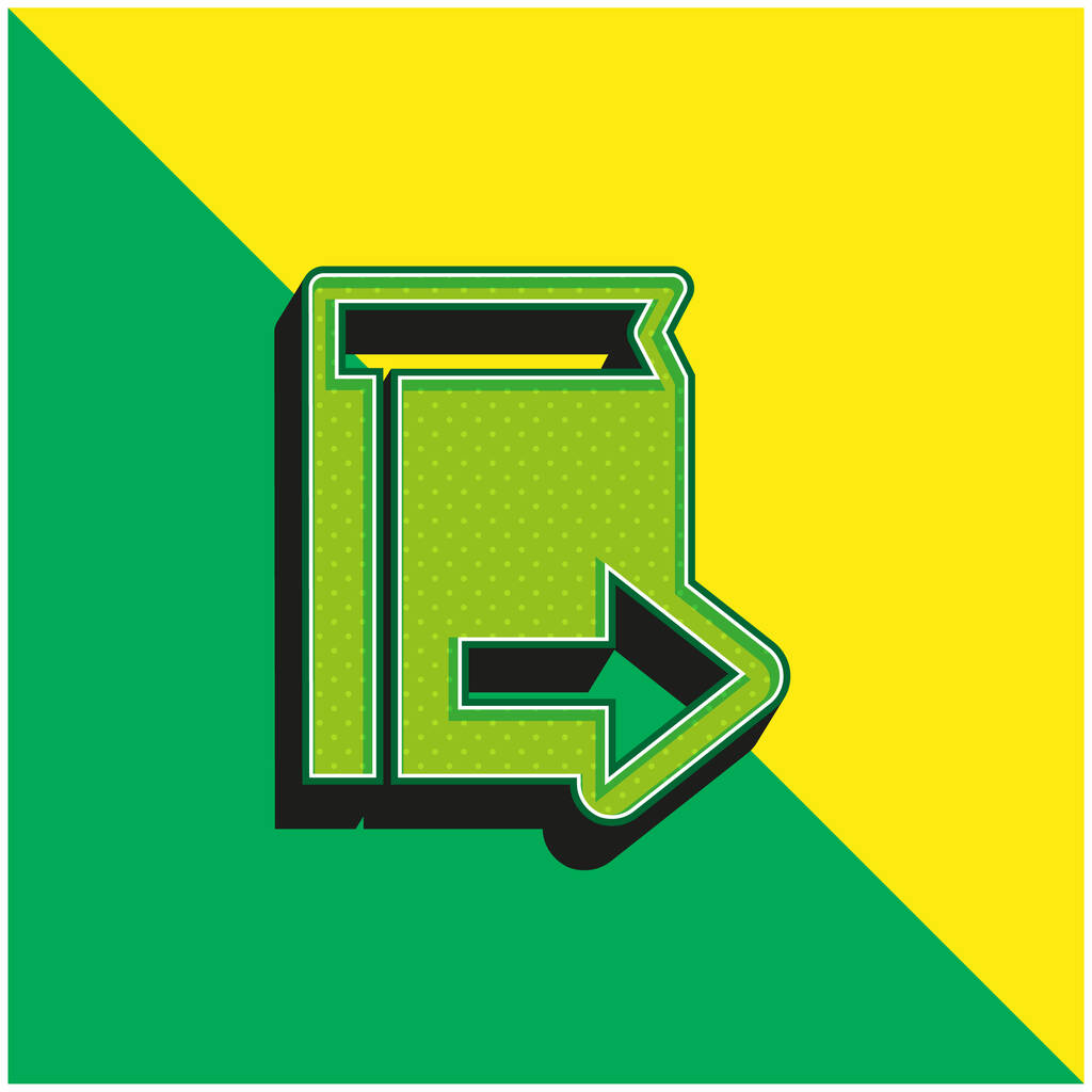 Book Symbol With Right Arrow Zöld és sárga modern 3D vektor ikon logó - Vektor, kép