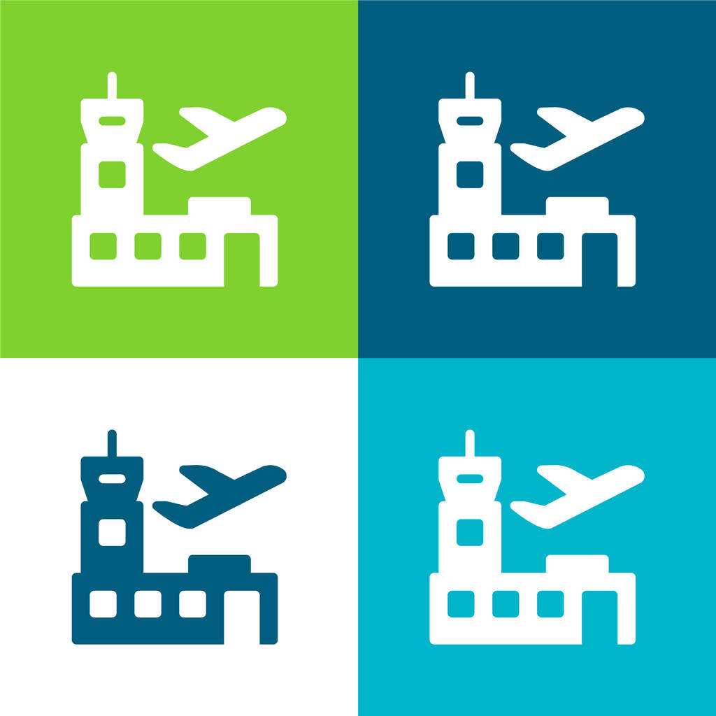 Airport Flat set icona minimale quattro colori - Vettoriali, immagini