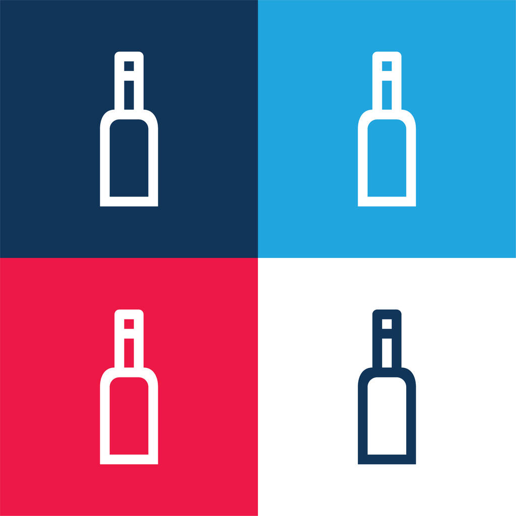 Bottle Gross Outlined Symbol blue and red four color minimal icon set - Vector, Image