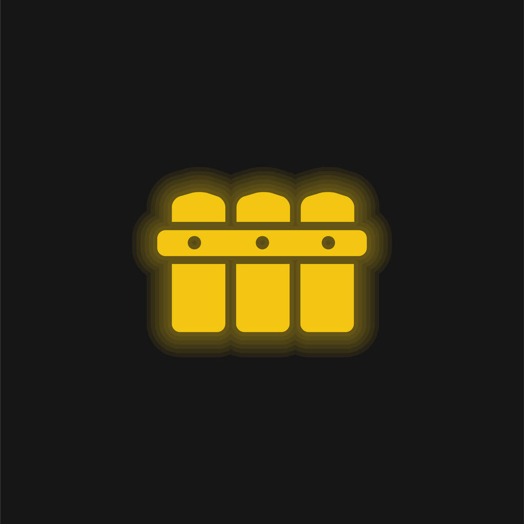 Black Fence yellow glowing neon icon - Vector, Image