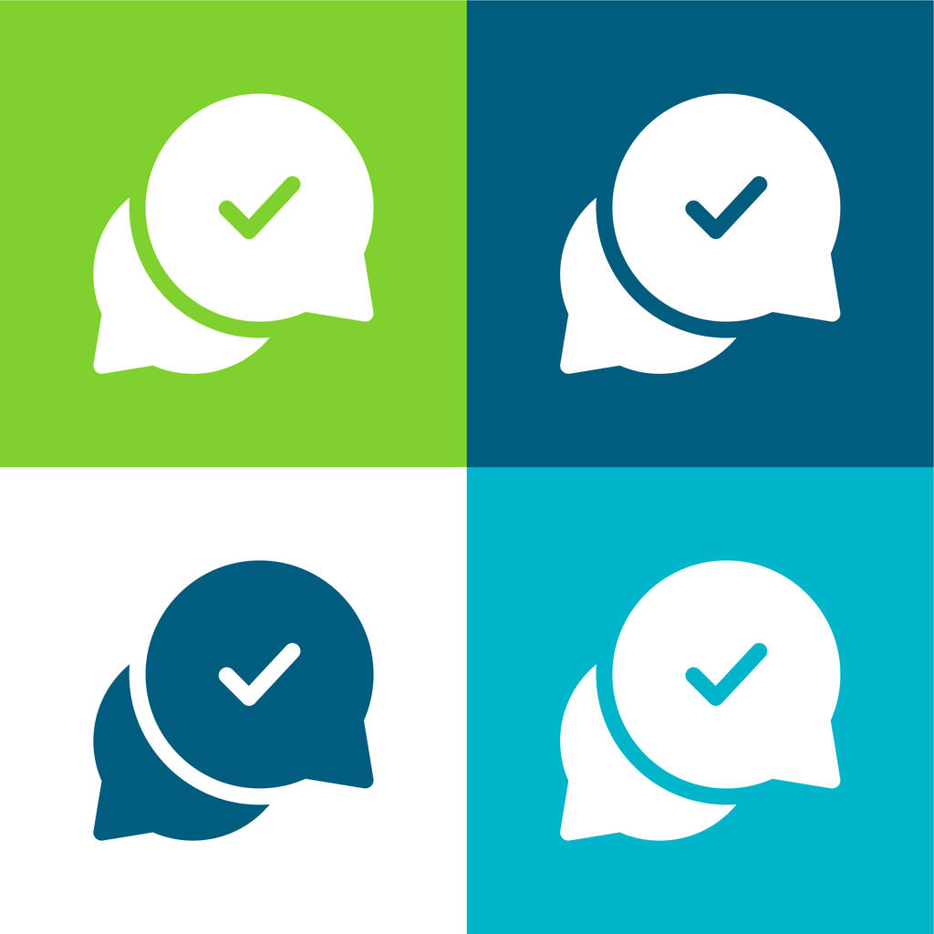 Approval Flat four color minimal icon set - Vector, Image