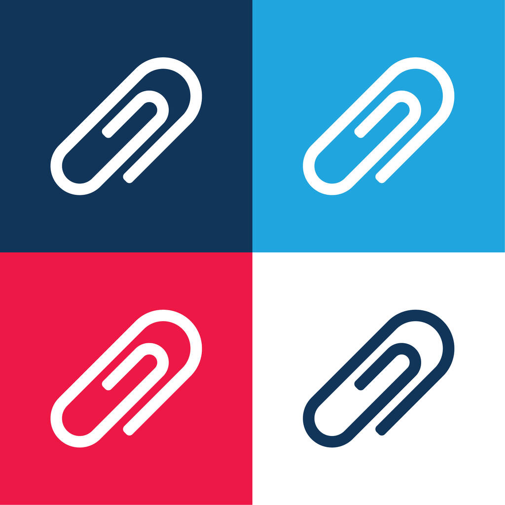 Adjuntar el botón del portapapeles azul y rojo conjunto de iconos mínimo de cuatro colores - Vector, Imagen