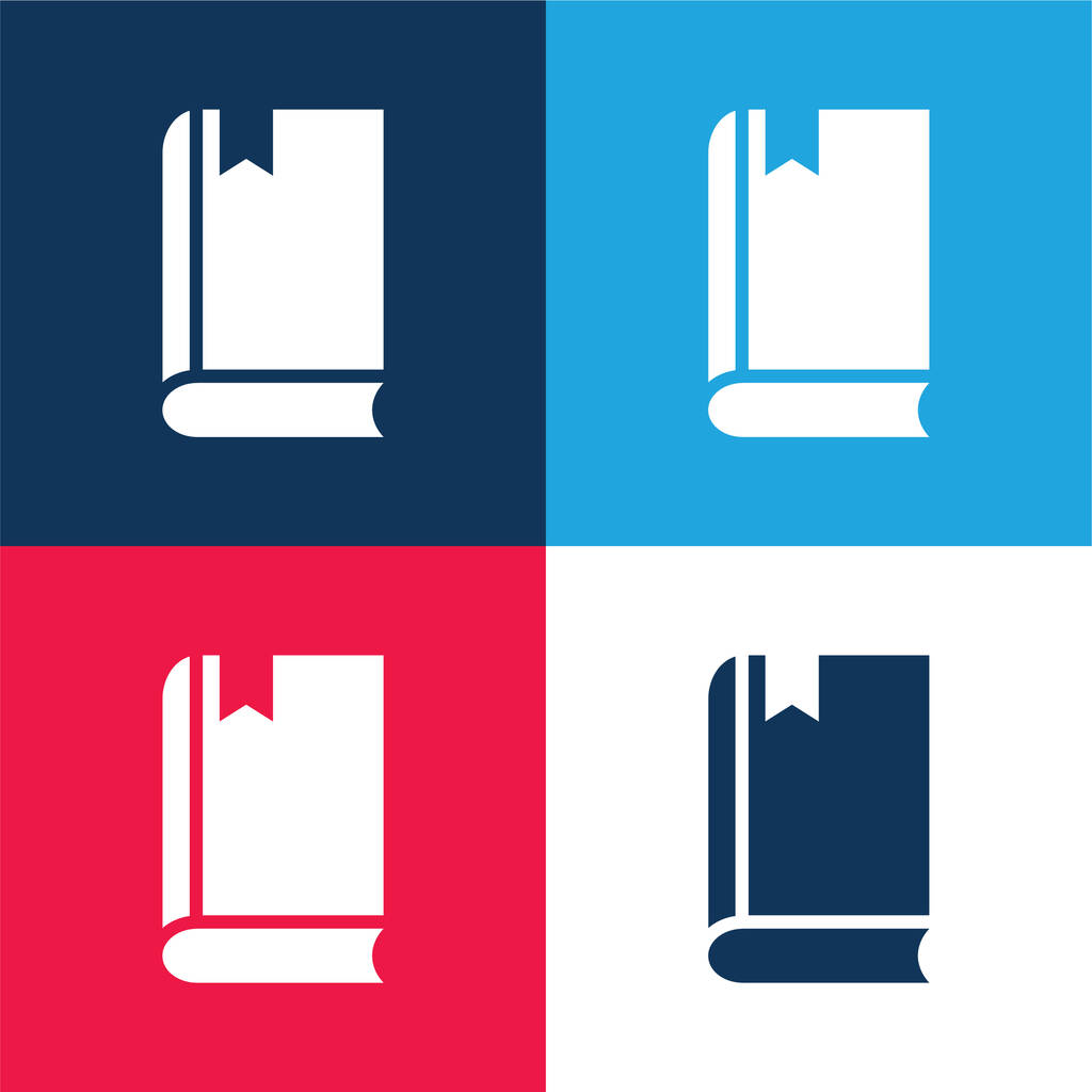 Livro azul e vermelho conjunto de ícones mínimos de quatro cores - Vetor, Imagem
