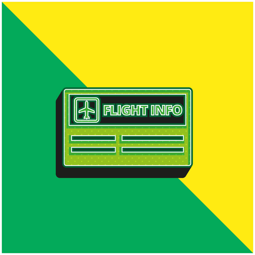 Airport Flight Info Signal Vihreä ja keltainen moderni 3d vektori kuvake logo - Vektori, kuva