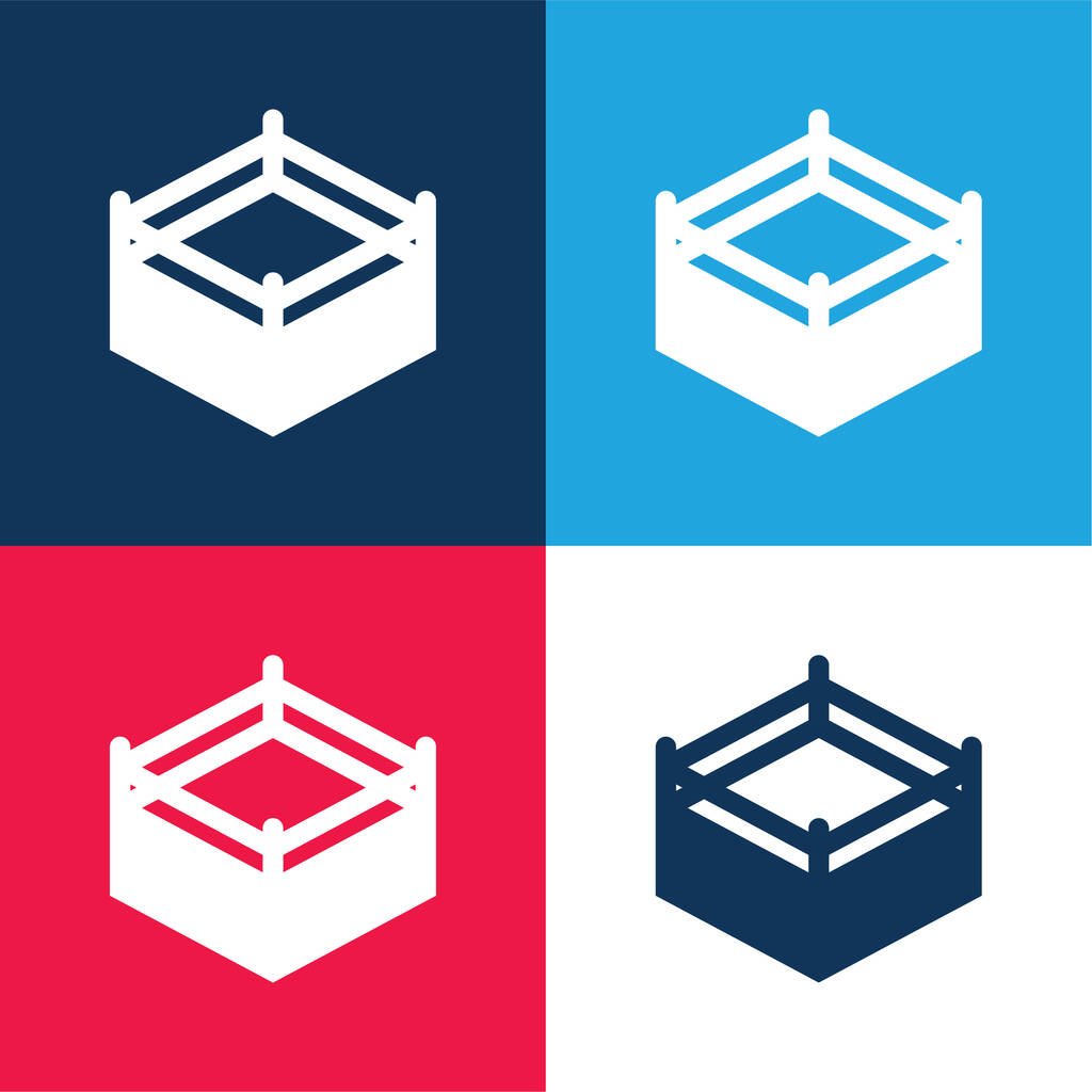 Boxe bleu et rouge quatre couleurs minimum jeu d'icônes - Vecteur, image