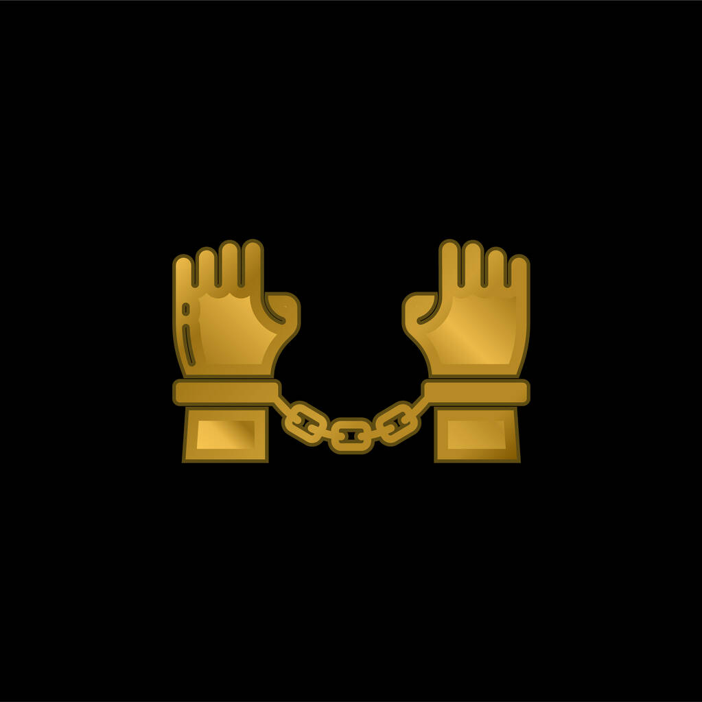 Arrest gold plated metalic icon or logo vector - Vector, Image