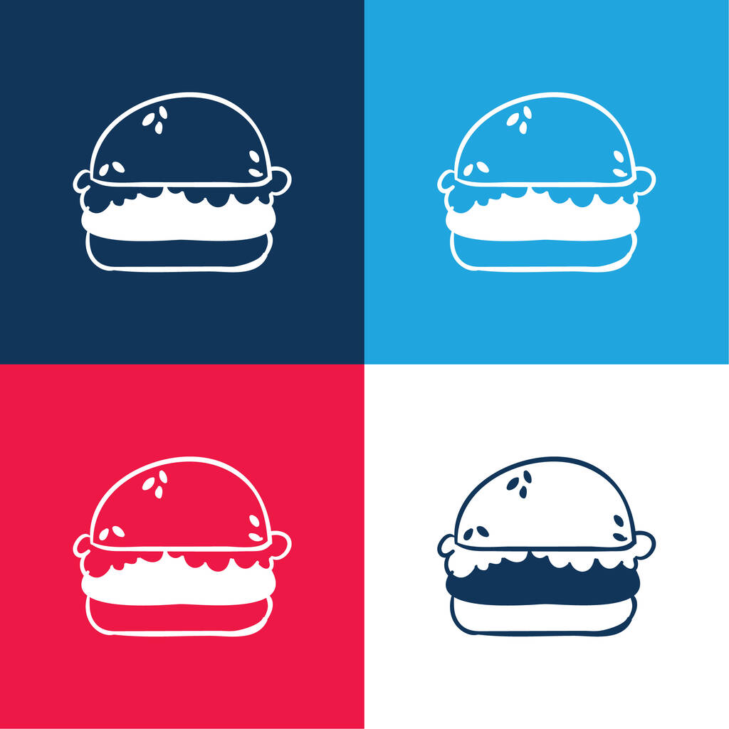 Set di icone minimali a quattro colori blu e rosso pane - Vettoriali, immagini