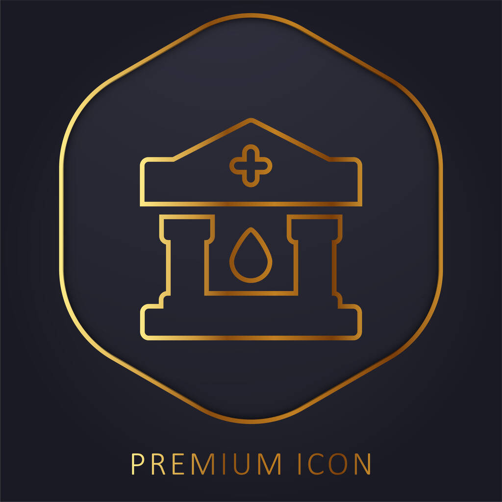 Bancos de sangre línea de oro logotipo premium o icono - Vector, Imagen