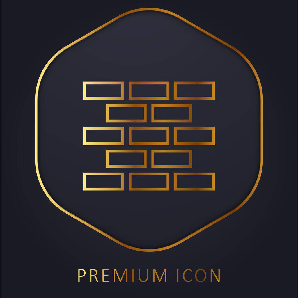 Ladrillo de pared de línea dorada logotipo premium o icono - Vector, imagen