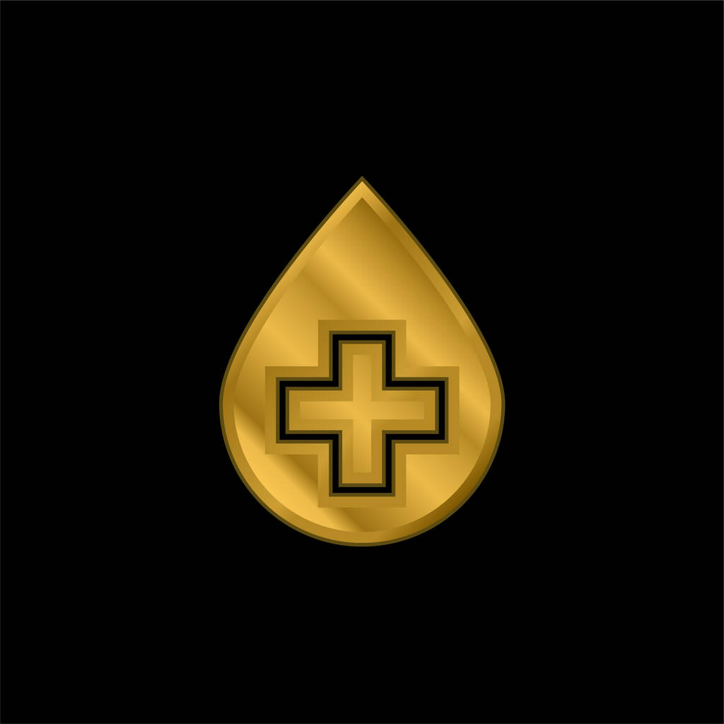 Αίμα Drop επιχρυσωμένο μέταλλο εικονίδιο ή το λογότυπο διάνυσμα - Διάνυσμα, εικόνα