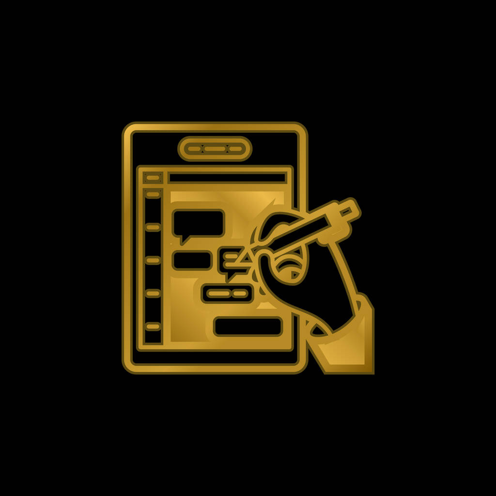 Análisis chapado en oro icono metálico o logo vector - Vector, Imagen