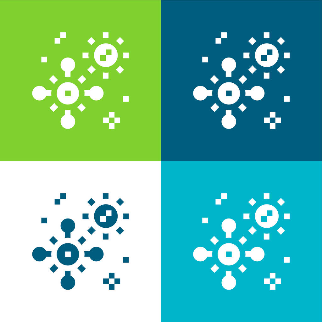 Bacterium Flat quatro cores conjunto de ícones mínimos - Vetor, Imagem