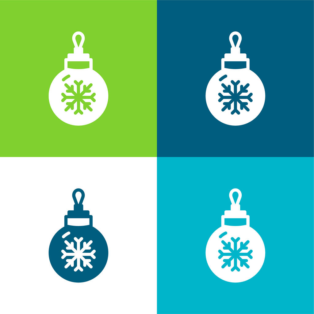 Bauble Lapos négy szín minimális ikon készlet - Vektor, kép
