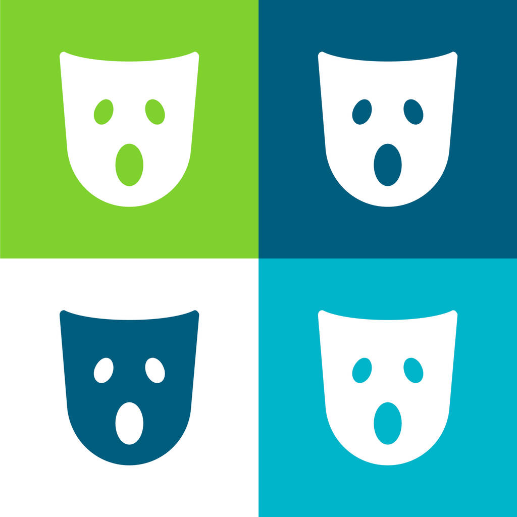 Astonishment Mask Flat four color minimal icon set - Vector, Image