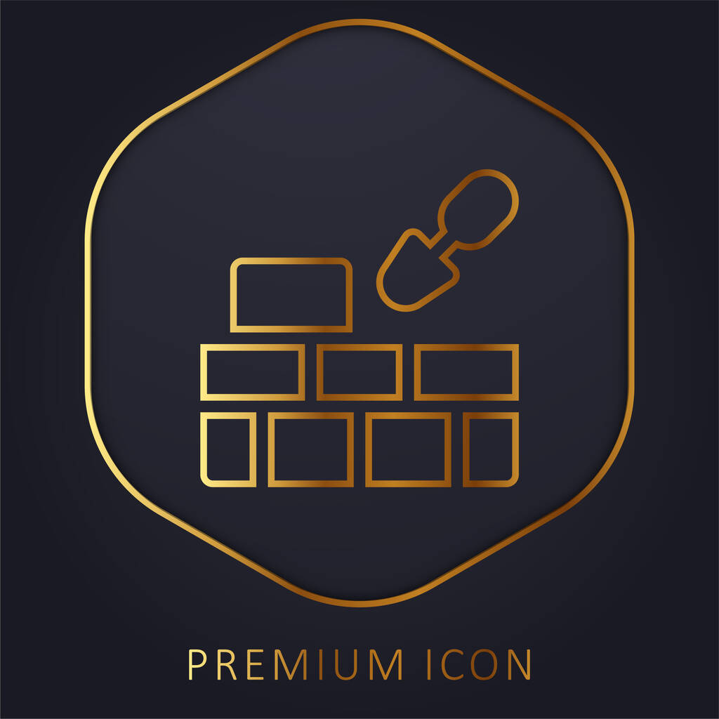Zlatá čára cihlové zdi prémie logo nebo ikona - Vektor, obrázek