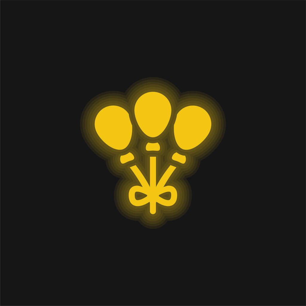 Balonlar sarı parlayan neon simgesi - Vektör, Görsel