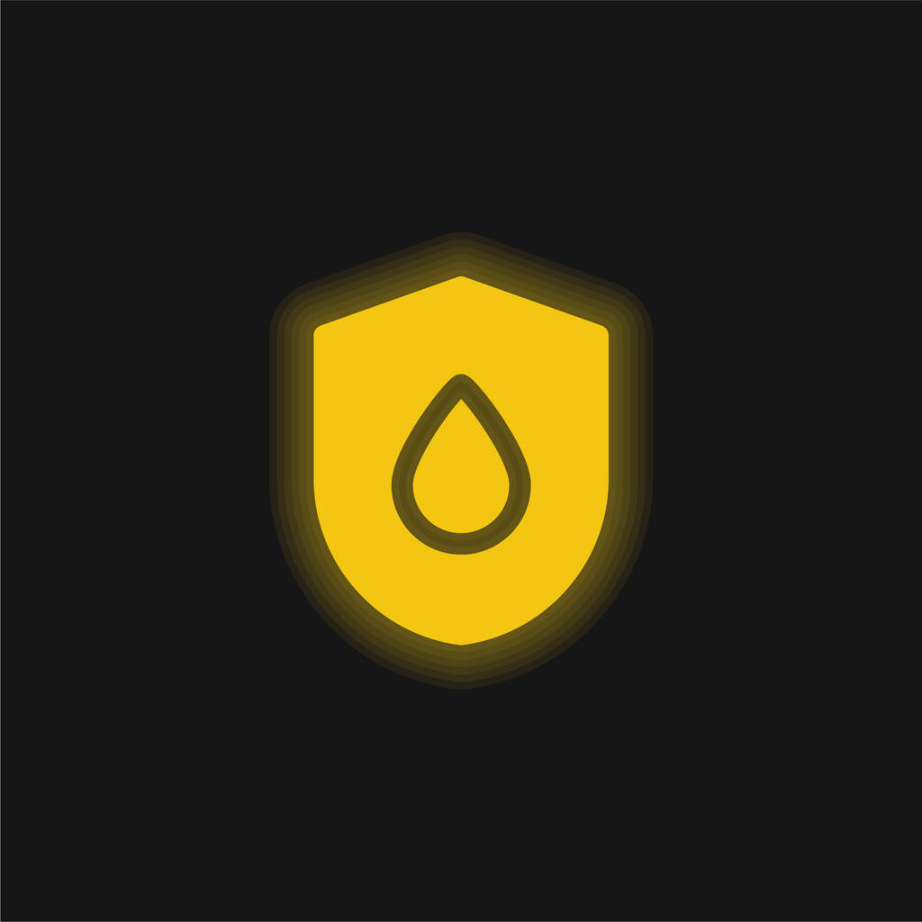 Gota de sangue amarelo brilhante ícone de néon - Vetor, Imagem