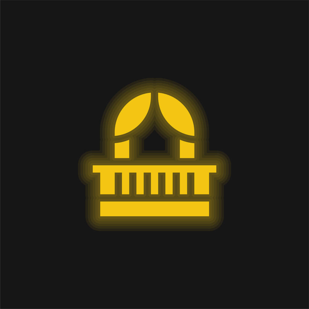 Balkon żółty świecący neon ikona - Wektor, obraz