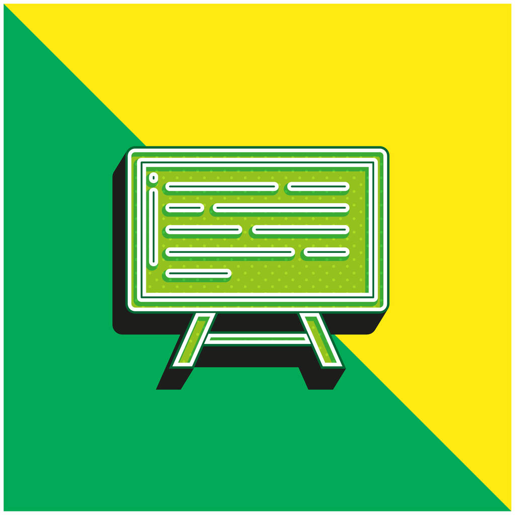 Board Green and yellow modern 3d vector icon - Вектор, зображення
