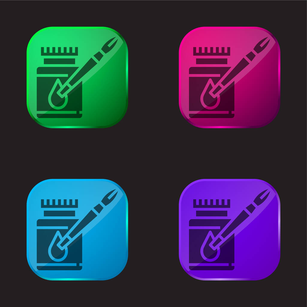 Acrílicos ícone de botão de vidro de quatro cores - Vetor, Imagem
