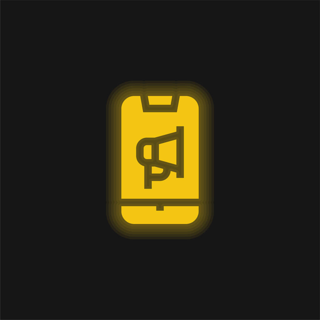 Anuncio amarillo brillante icono de neón - Vector, imagen