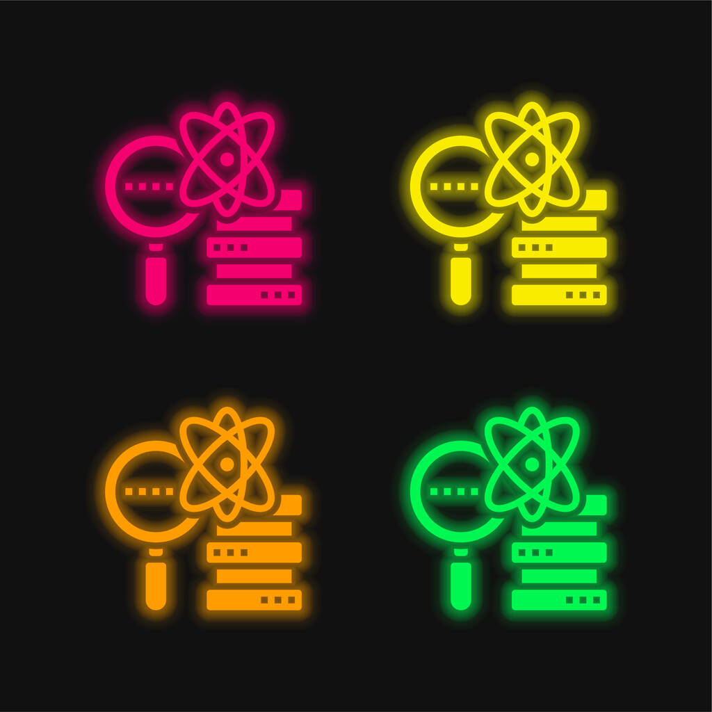 Analiza czterech kolorów świecących neon wektor ikona - Wektor, obraz