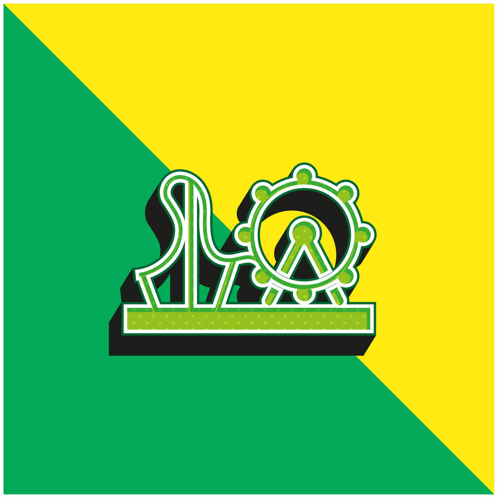 Park rozrywki Zielone i żółte nowoczesne logo wektora 3D - Wektor, obraz