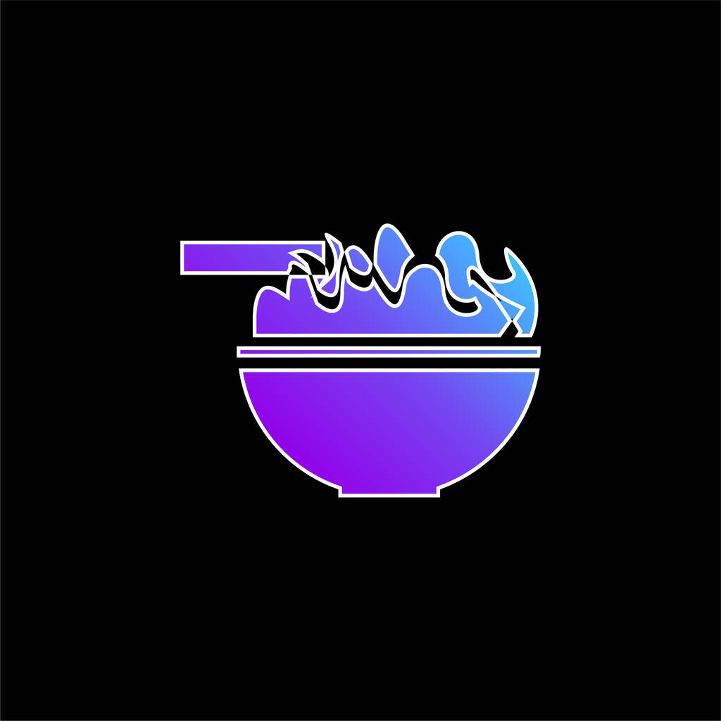 Tigela com comida chinesa ícone de vetor gradiente azul - Vetor, Imagem