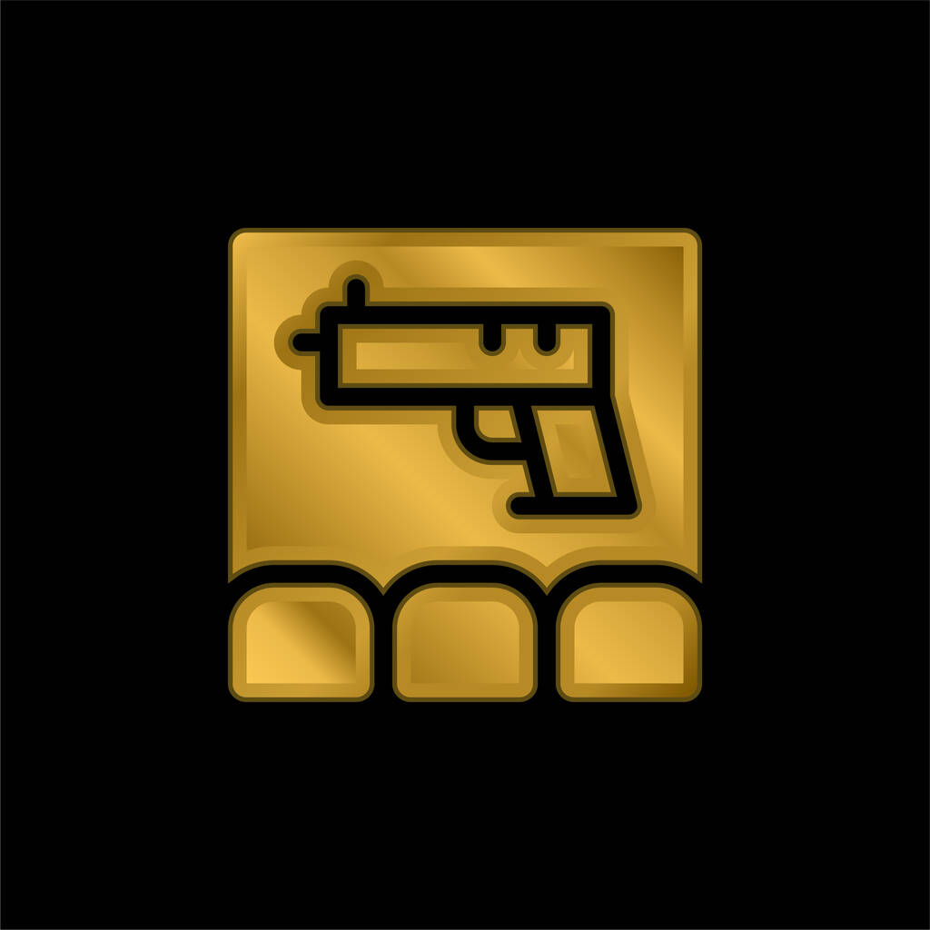 Action Movie gold plated metalic icon or logo vector - Vector, Image