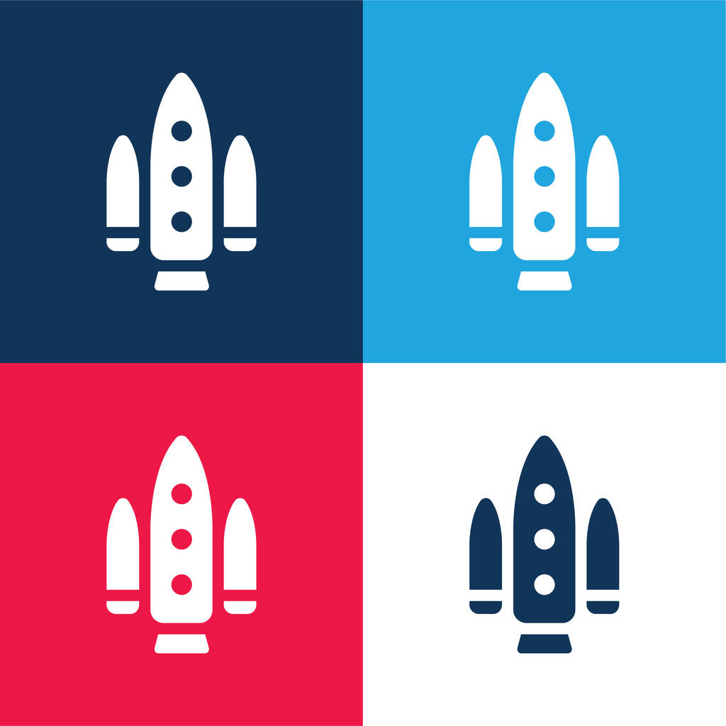 Apolo Project μπλε και κόκκινο σετ τεσσάρων χρωμάτων minimal icon - Διάνυσμα, εικόνα
