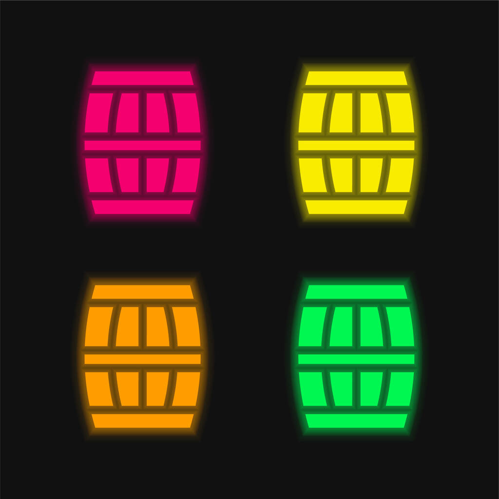 Vat vier kleur gloeiende neon vector pictogram - Vector, afbeelding